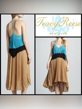 Pleated color block Tracy Reese dress